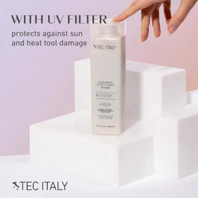 Tec Italy styled hair after use, glossy smooth finish and controlled volume
