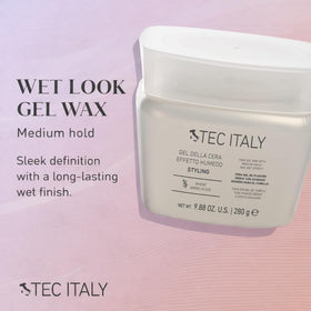 Tec Italy open jar texture showing gel-wax sheen and smooth consistency