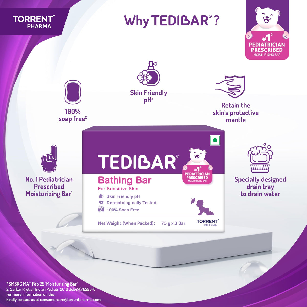 TEDIBAR foam lather on hands showing mild cleansing action and softness benefit