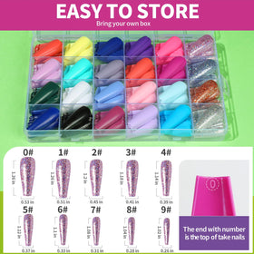 Teenitor clear compartment box with numbered tips, showing size organization for quick selection and fit