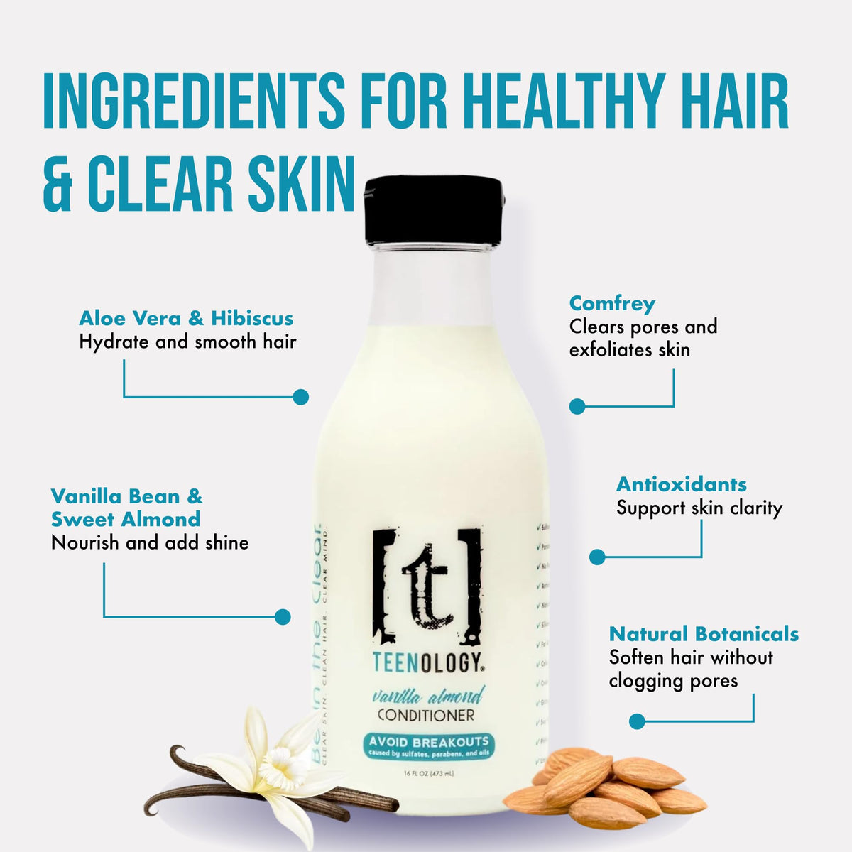 Teenology conditioner texture on hand for lightweight moisturizing benefit