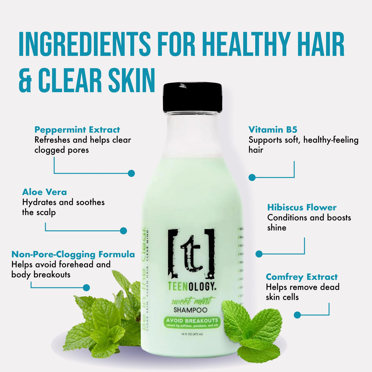 Teenology shampoo foam texture close-up for gentle, clean lather