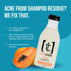 Teenology papaya back label ingredients list highlighting clean formula benefits
