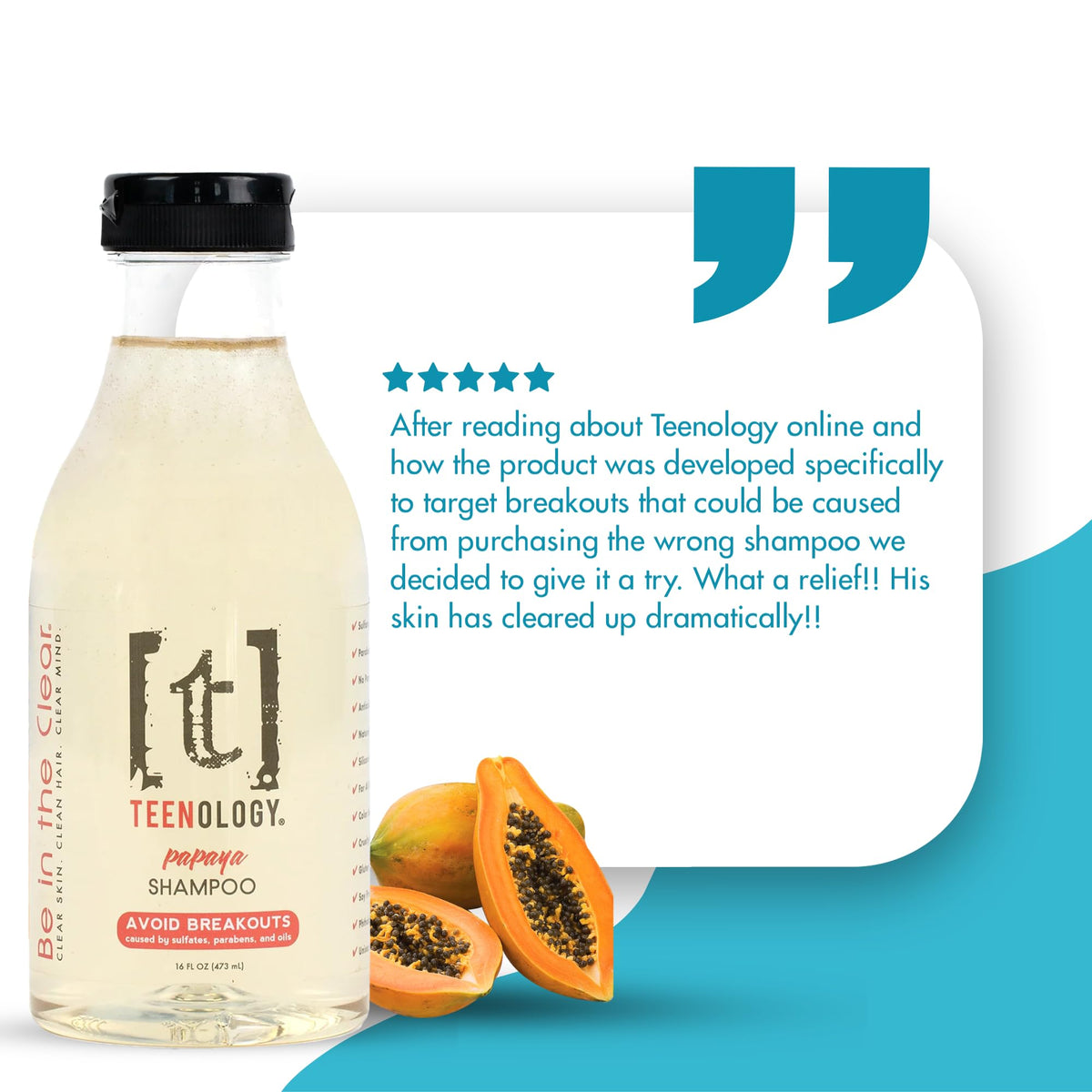 Teenology papaya papaya extract detail emphasizing natural botanicals for hair softness