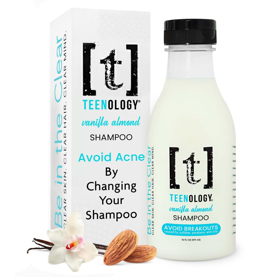 Teenology front label showing product name and benefits for clear skin
