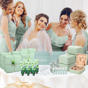 Teenyyou bridesmaid boxes displayed with bride creating a polished presentation