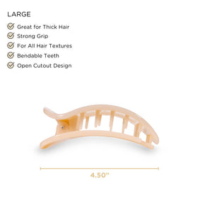 TELETIES clip curved profile close-up demonstrating comfortable lie-back design
