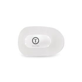 TELETIES flat round clip front view shows clean coconut white finish and reliable grip