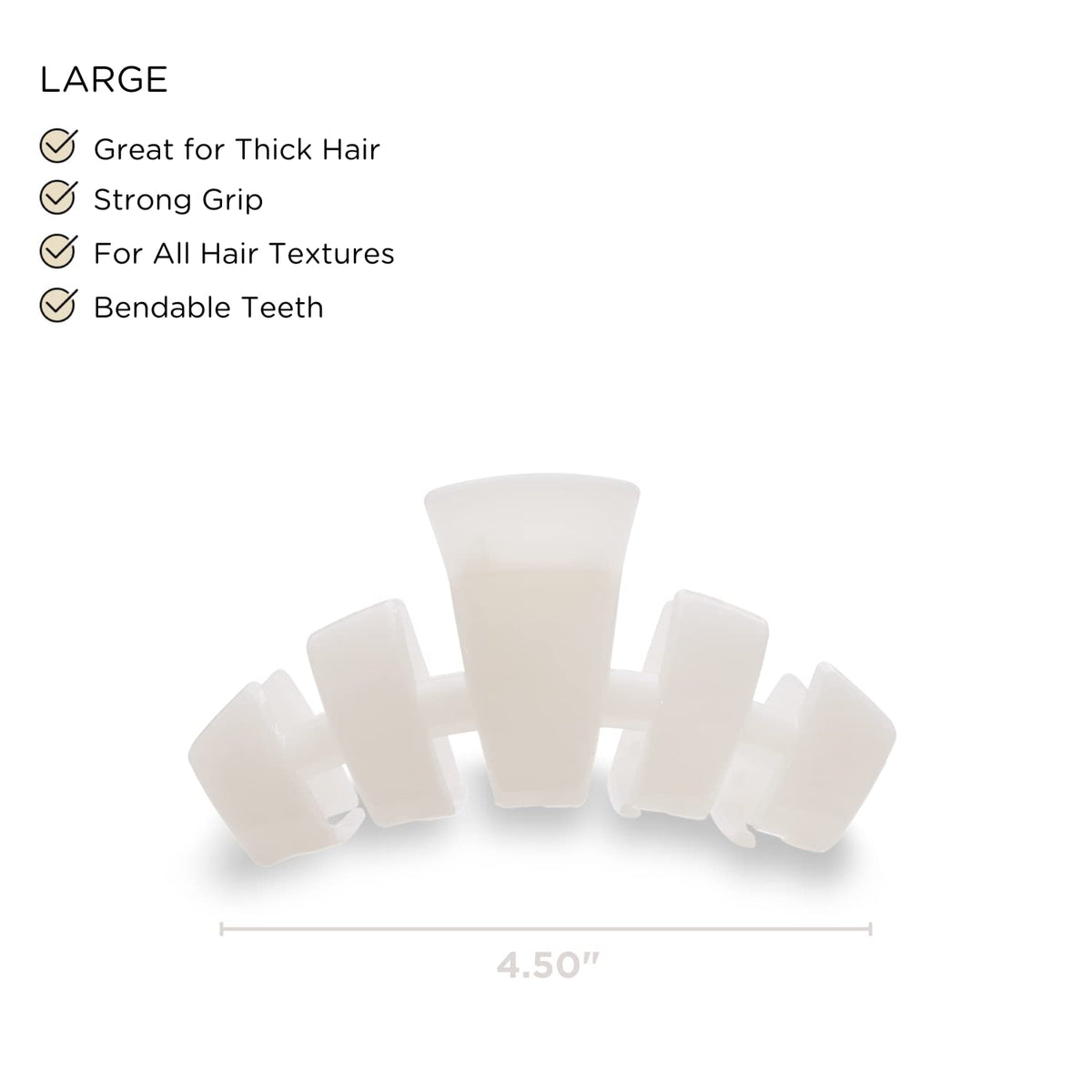 Teleties close-up of bendable teeth highlighting durability and hair protection