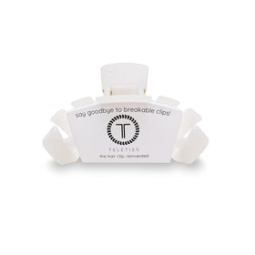 Teleties large clip front view showing sleek coconut white finish and secure hold
