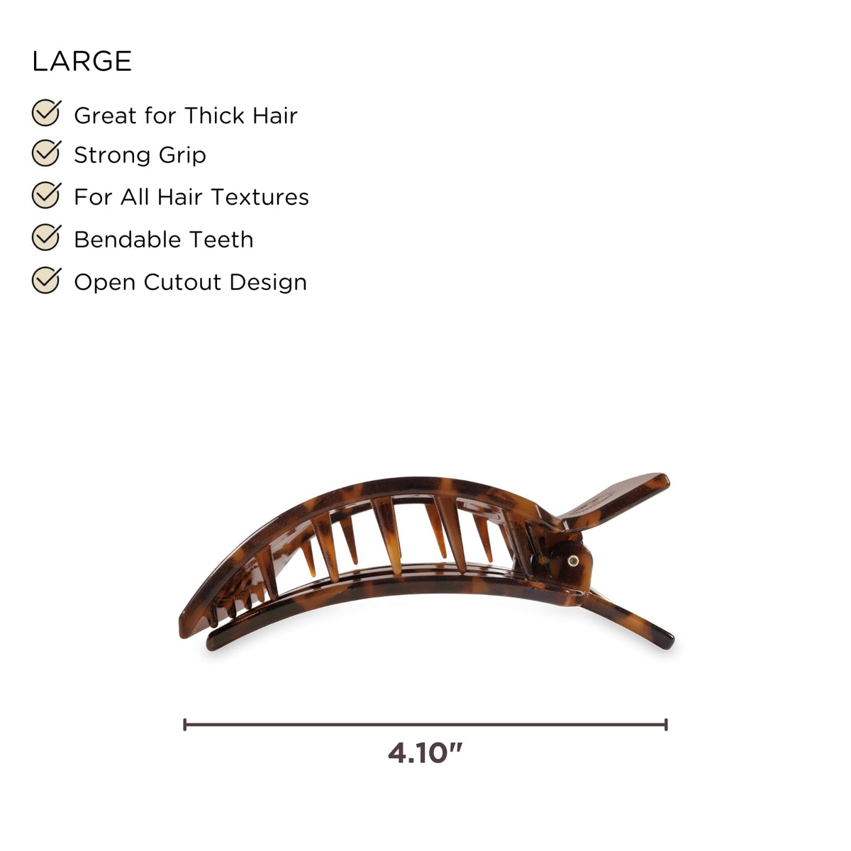 Teleties clip close-up of bendable teeth demonstrating durable, flexible grip