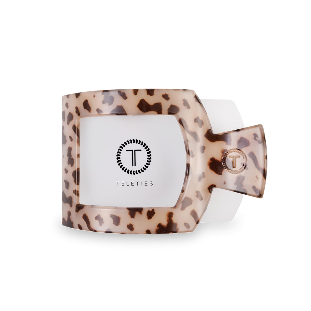 TELETIES front view of blonde tortoise clip showing secure hold benefit
