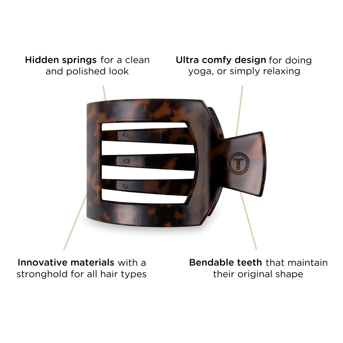 Teleties clip in hand showing scale and size for thick hair packing more hold