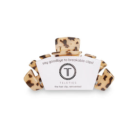 TELETIES front view Blonde Tortoise showing polished finish and reliable hold