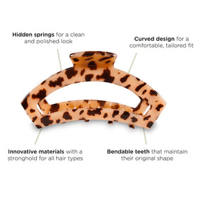 TELETIES clip securing a half-up style for comfortable all-day wear