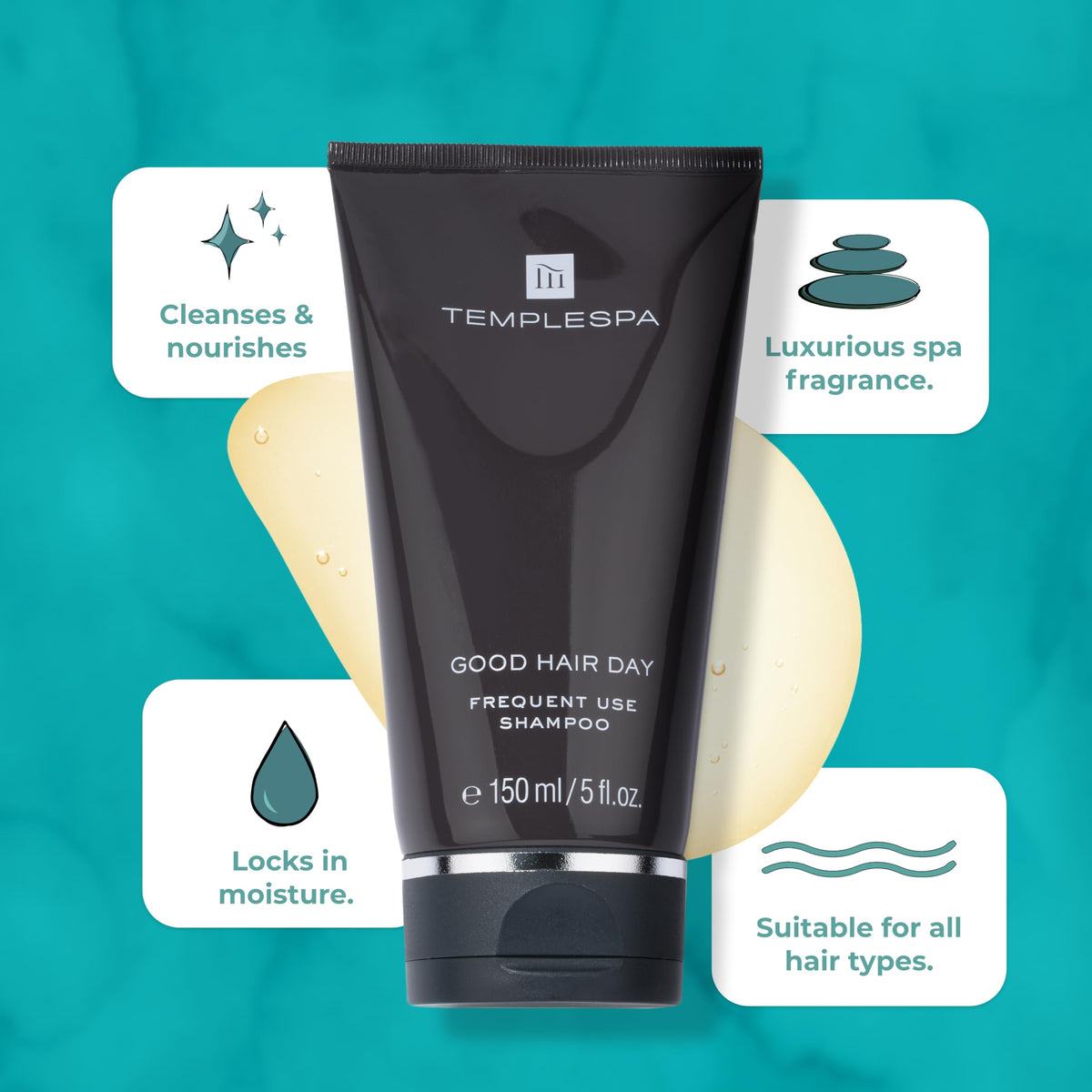 TEMPLESPA bottle cap and pump detail demonstrating easy dispensing