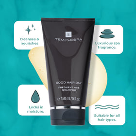 TEMPLESPA bottle cap and pump detail demonstrating easy dispensing