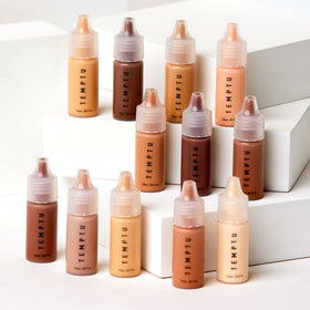 TEMPTU shades arranged side-by-side for quick color-matching and contouring reference