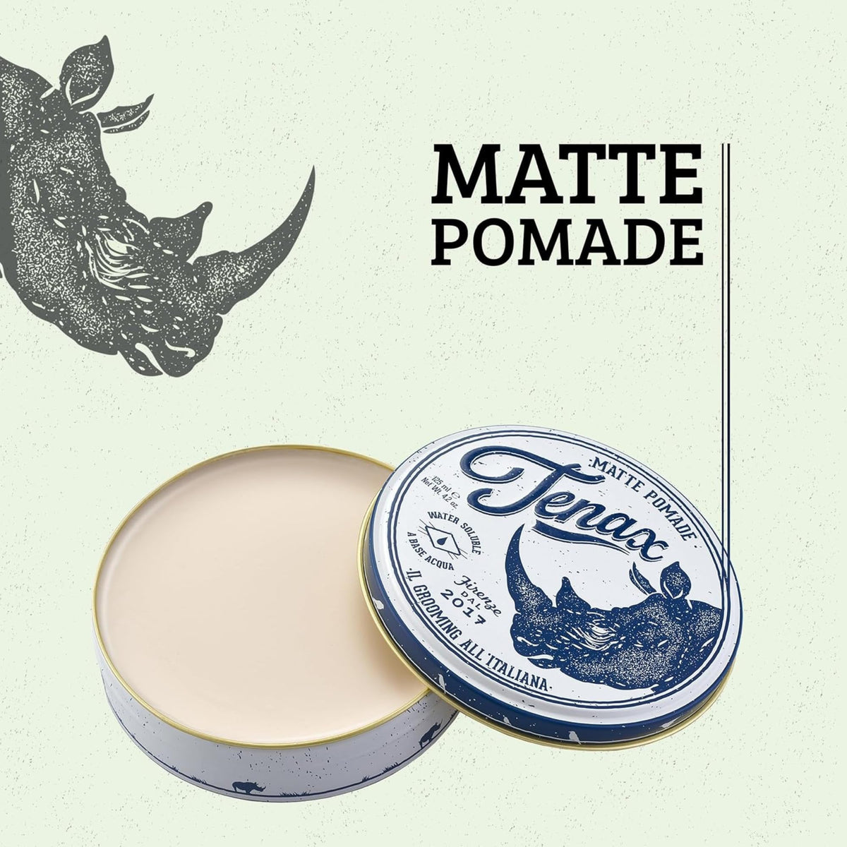 Tenax close-up of pomade texture showing matte finish and easy spreadability