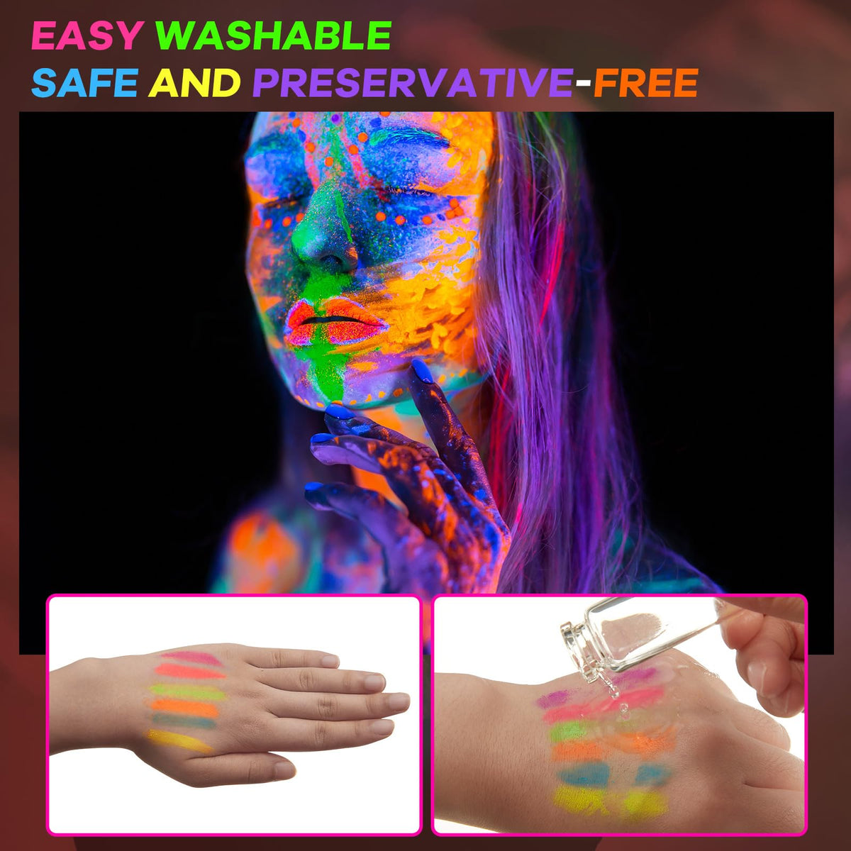 tenceur neon body art on festival wearer showing bold visibility