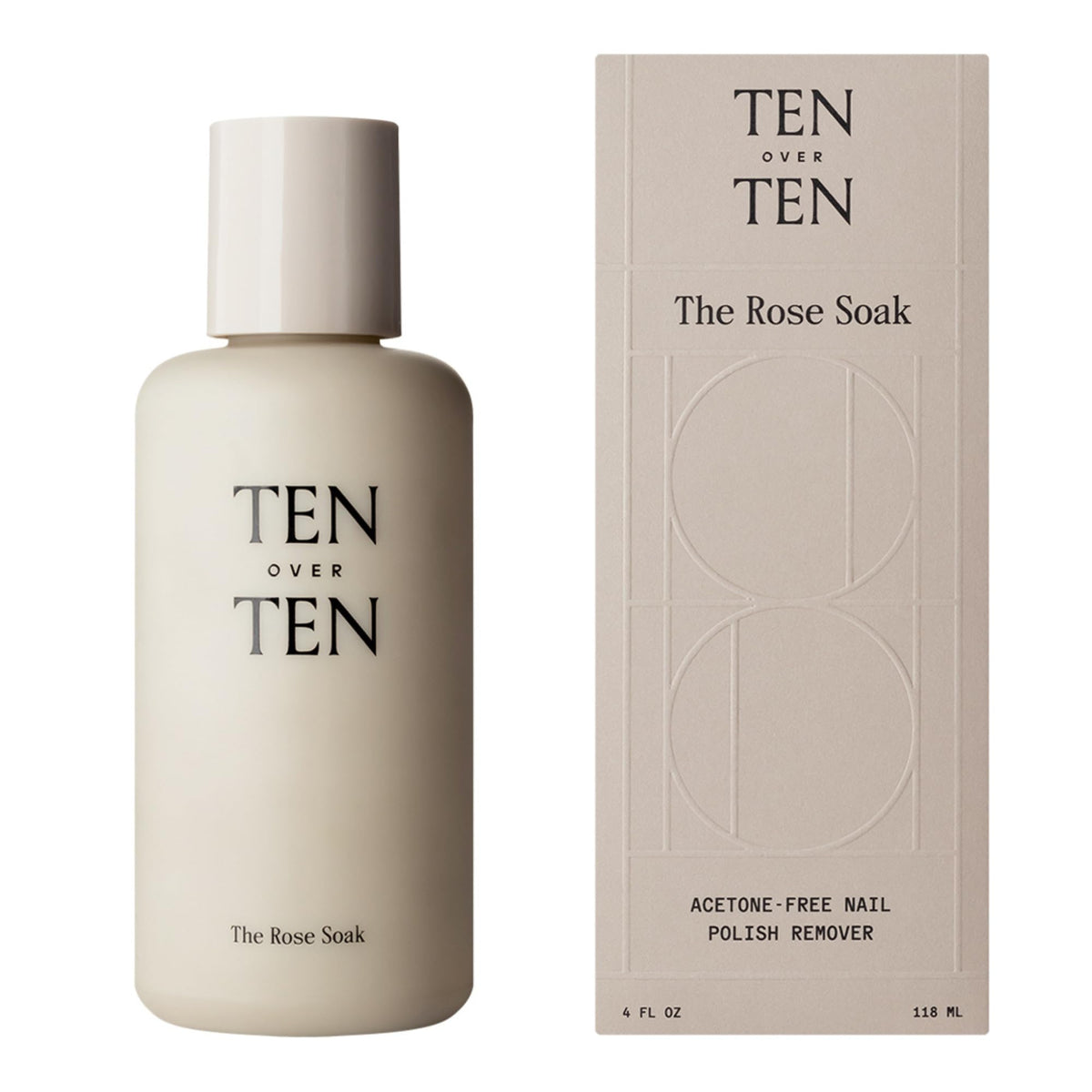 tenoverten front bottle showing rose soak for gentle polish removal