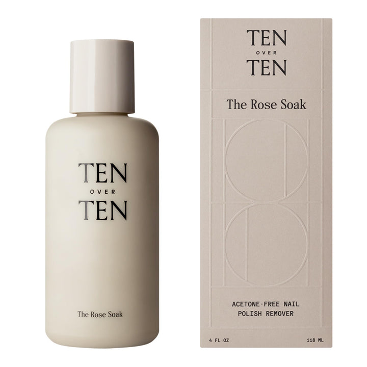 tenoverten front bottle showing rose soak for gentle polish removal