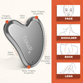 TeraRX gua sha demonstrating jawline strokes to relieve facial tension