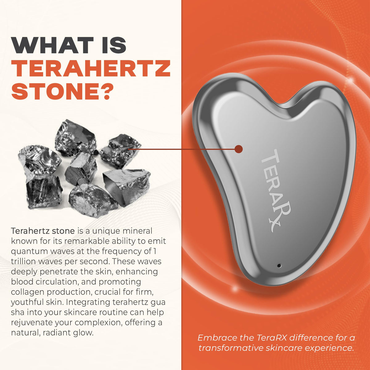 TeraRX heart-shaped gua sha close-up highlighting contours for precise sculpting