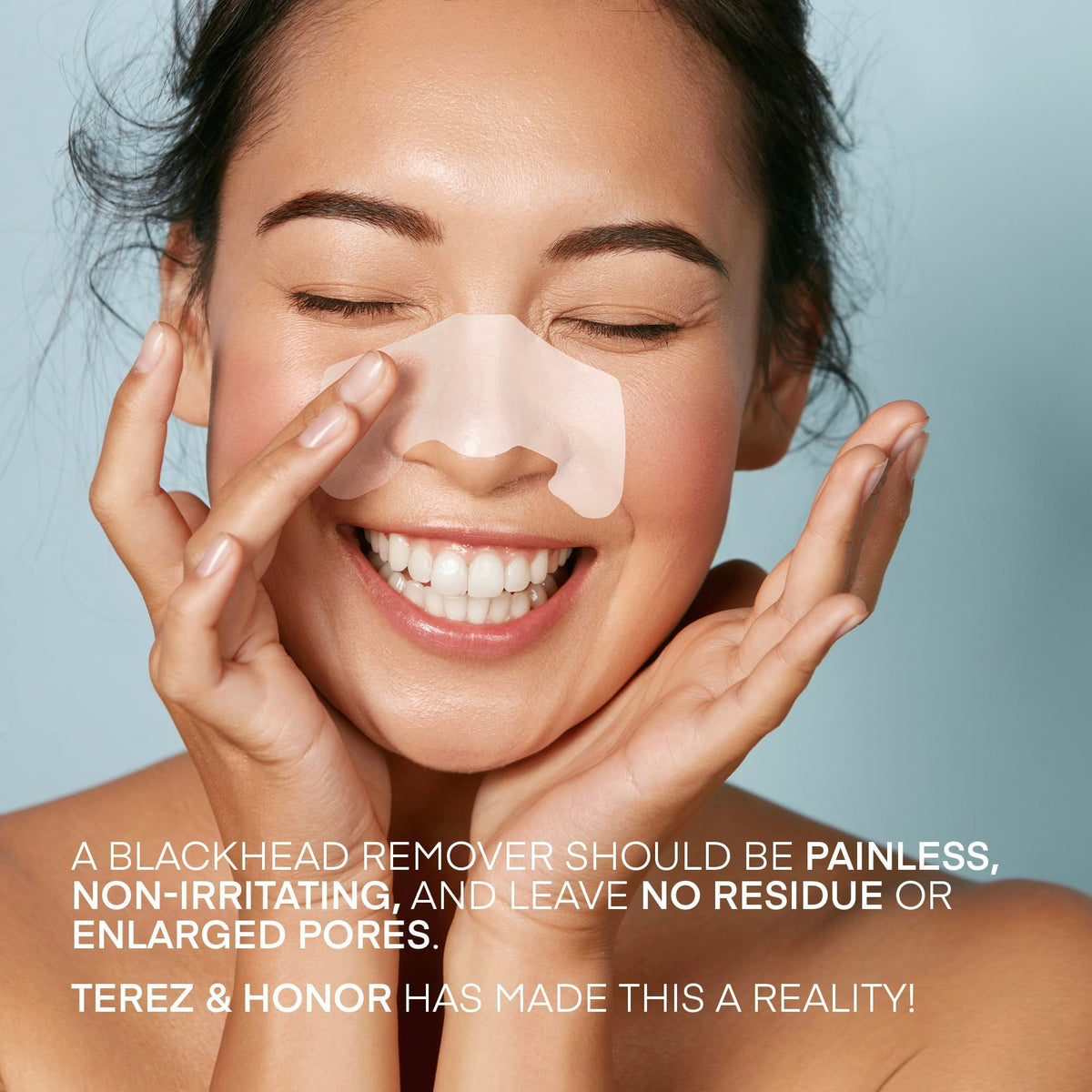 TEREZ & HONOR after-treatment closeup showing smoother, hydrated nose skin