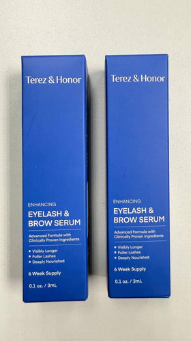 Terez & Honor before and after illustration showing perceived fuller-looking lashes and brows
