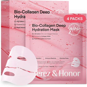 TEREZ & HONOR front packaging showing four 33g mask sachets, clear ingredient callouts