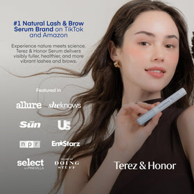 Terez & Honor serum on bathroom vanity suggesting daily routine ease