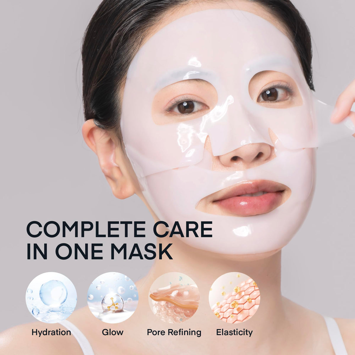TEREZ & HONOR open jar with sheet mask showing saturated serum for deep hydration