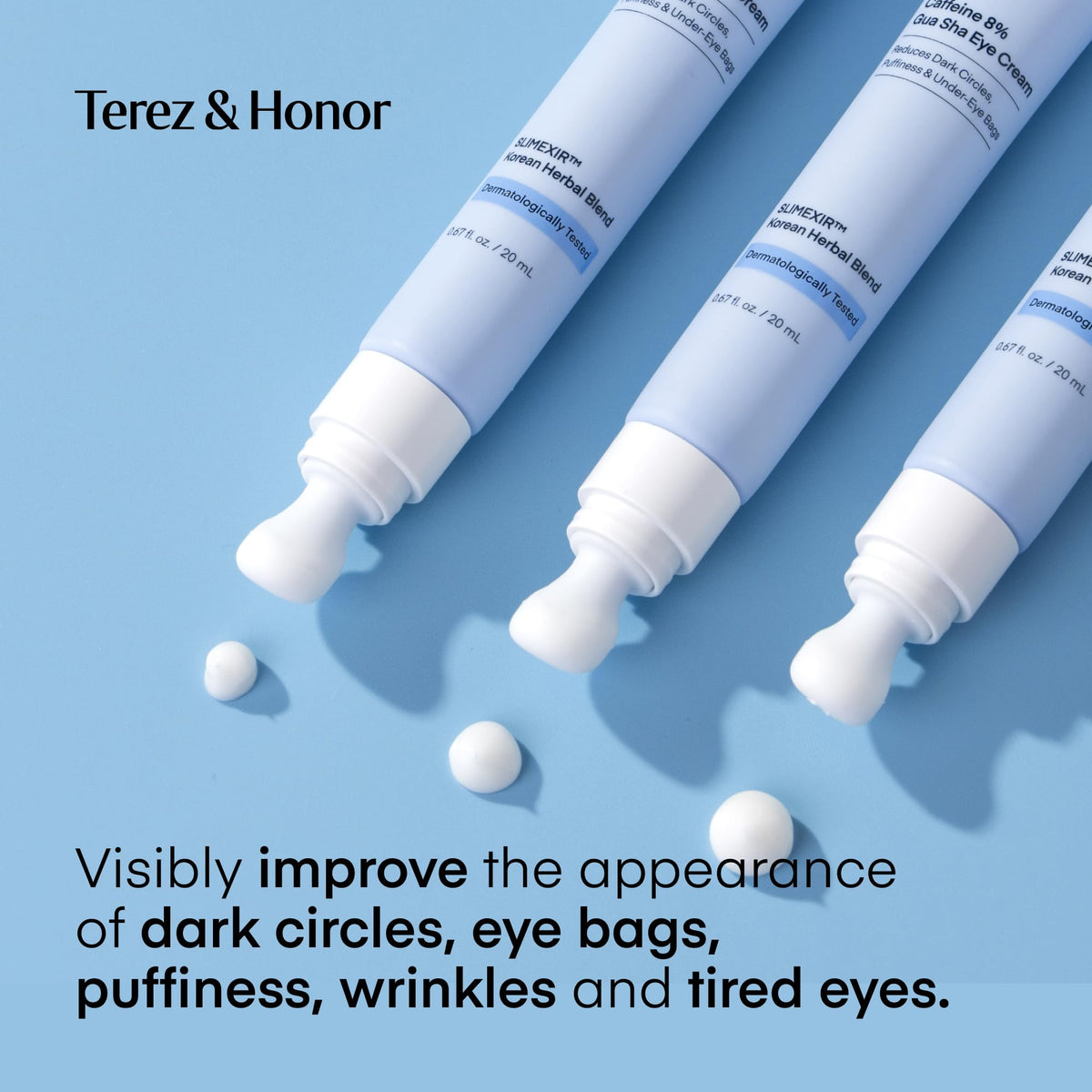 TEREZ & HONOR patches in use under eye delivering instant refresh