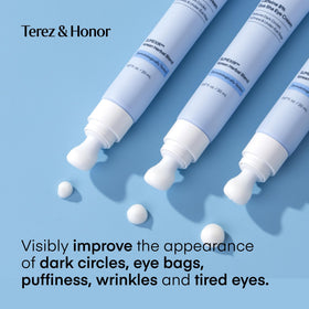 TEREZ & HONOR patches in use under eye delivering instant refresh