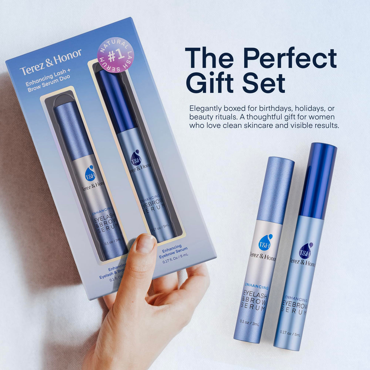 Terez & Honor serum texture droplet showing lightweight formula and fast absorption benefit