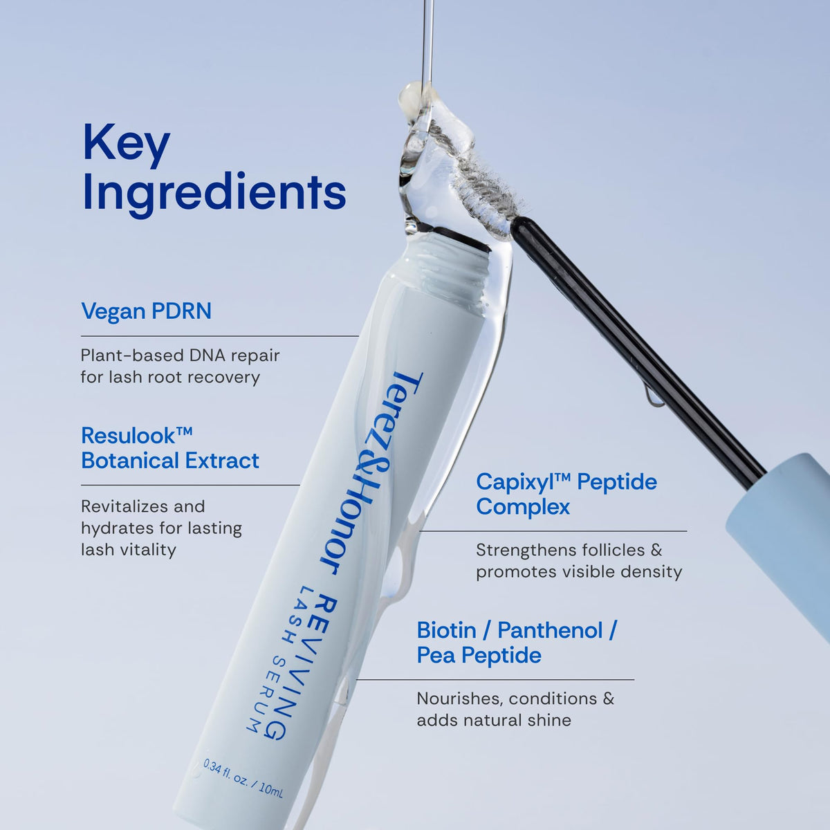Terez & Honor serum texture on skin highlighting lightweight absorption