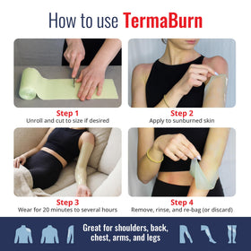 Hand gently peeling TermaBurn wrap off skin with minimal discomfort