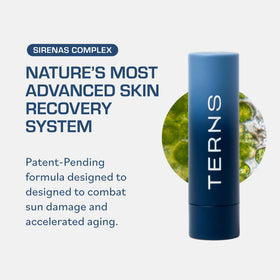 TERNS ingredient label close-up highlighting hyaluronic, baobab, meadowfoam and Sirenas Complex benefits