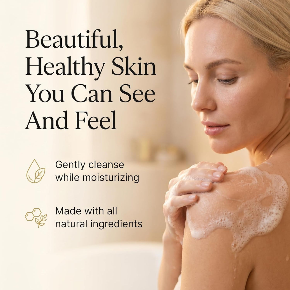 Terra Lotus soap producing foam in a bathroom setting demonstrating gentle cleansing