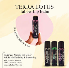 Terra Lotus ingredient label with olive oil and beeswax highlighting natural sourcing