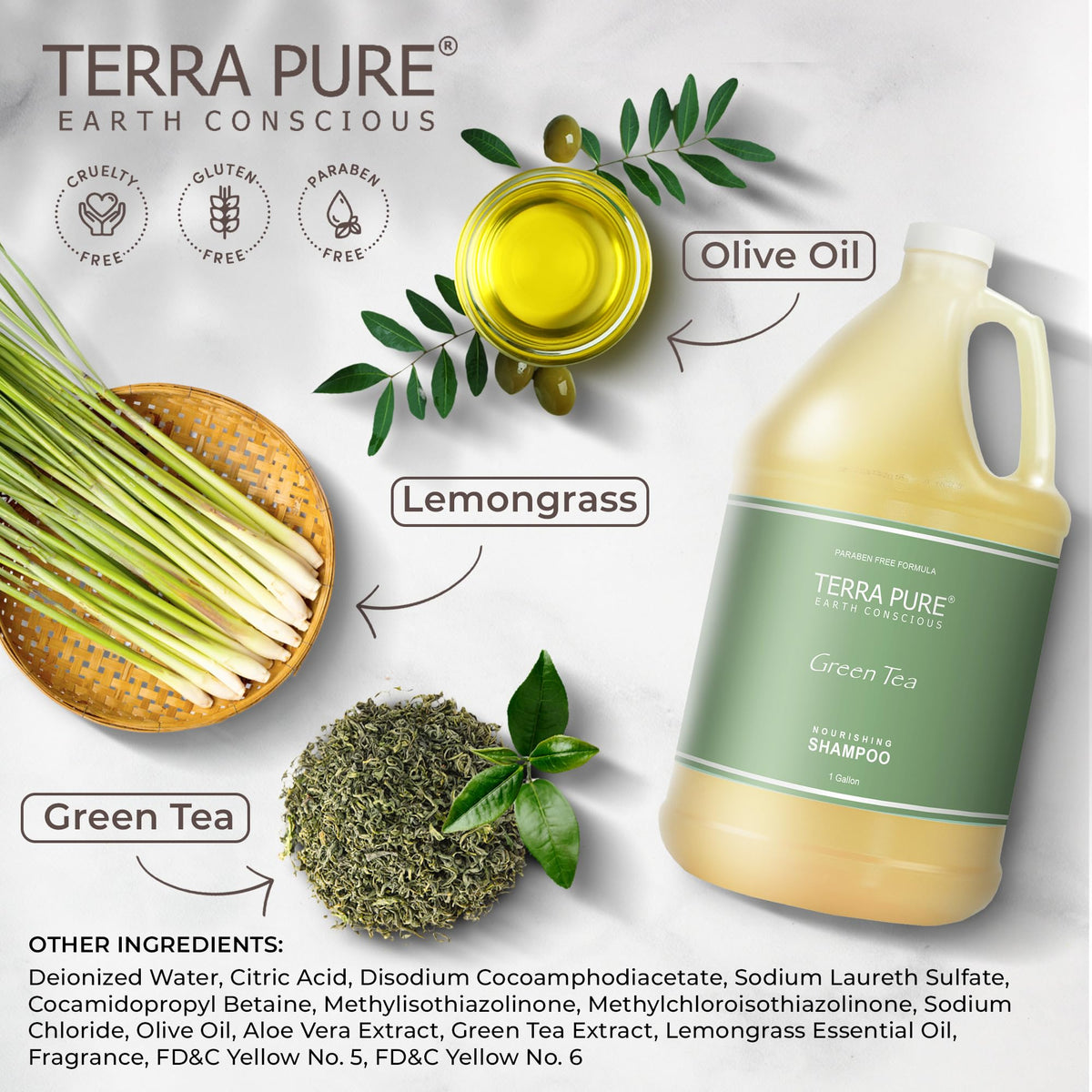 Terra Pure back label with ingredient list and recyclable packaging