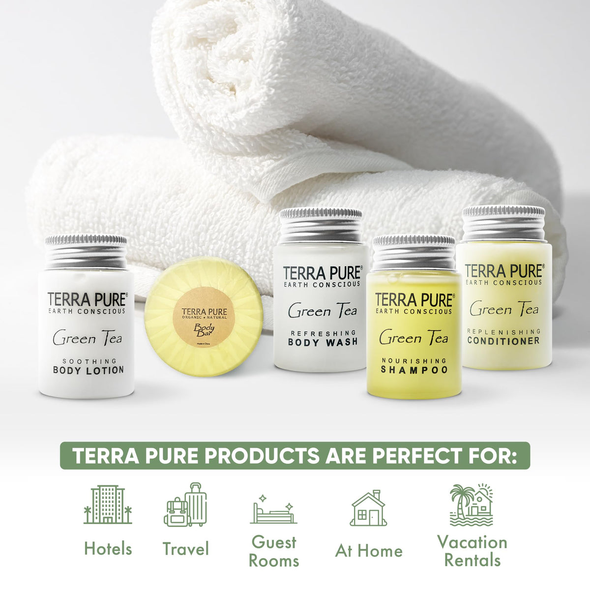 Terra Pure bar soap close-up highlighting texture and gentle green tea scent