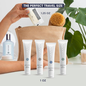 Terra Pure bottles arranged in bath tray creating welcoming stay