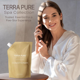 Terra Pure 1L bag next to common objects for size clarity and stocking benefit