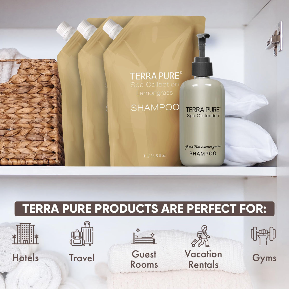 Terra Pure spout close-up for easy refill and low-waste handling benefit