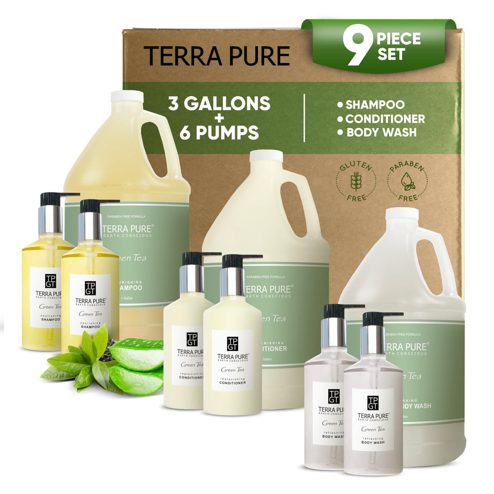 Terra Pure front packaging showcasing full nine-piece kit benefits