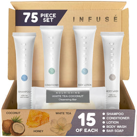 Terra Pure front packaging showing clean hotel toiletries and inviting benefit