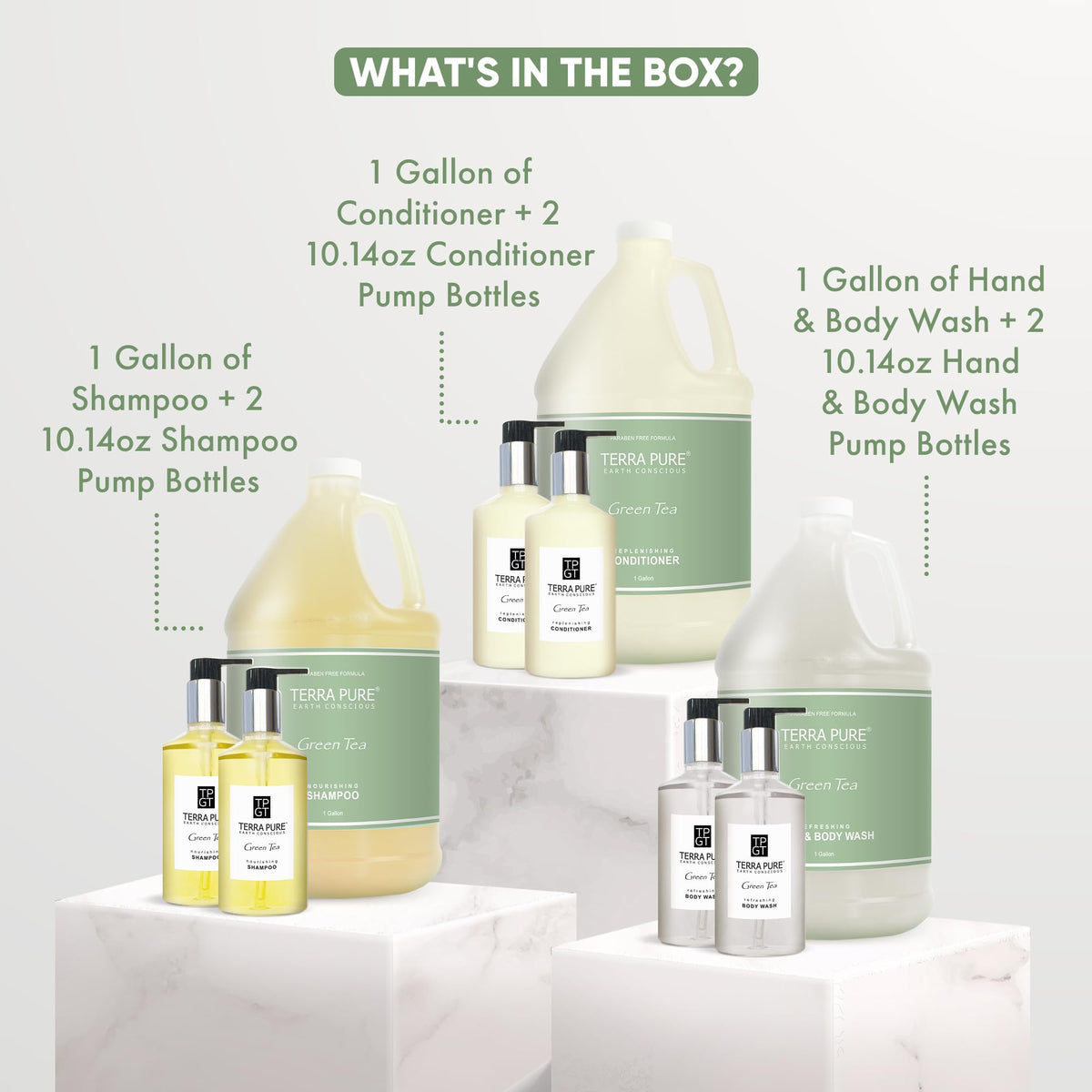 Terra Pure gallon containers for economical bulk refilling advantage