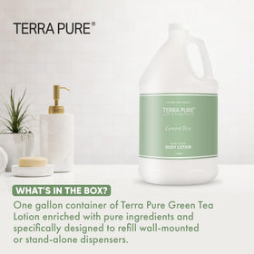 Terra Pure pouring refill into dispenser demonstrating easy transfer benefit